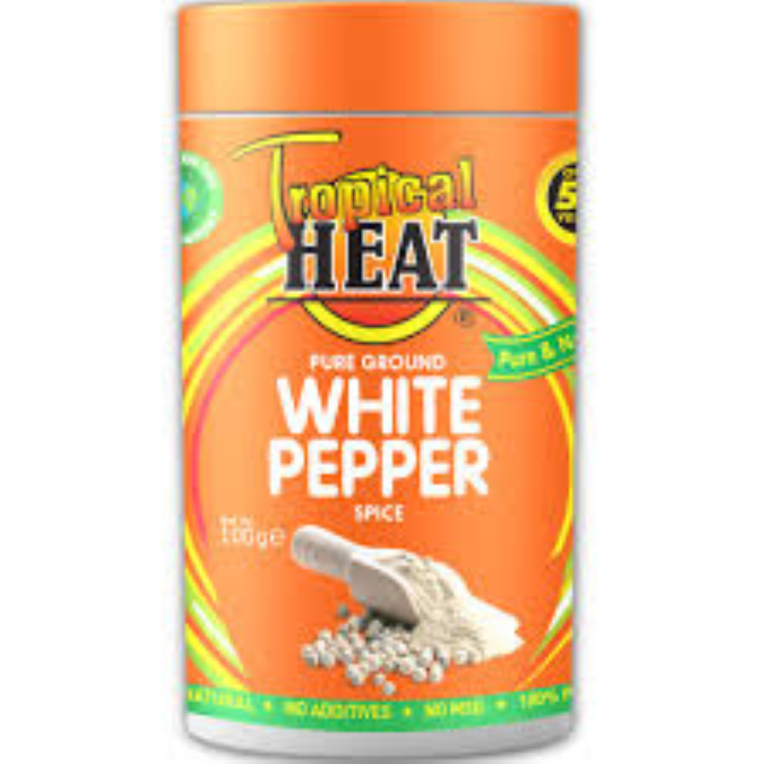 TROPICAL HEAT WHITE PEPPER GROUND 100G JAR